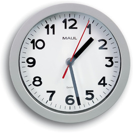 Wall Clock MAULstep Ø 40 cm | with automatic time setting | Modern clock for office and kitchen | Large wall clock with good readability in large rooms | (Quartz clock, Ø 20 cm, Silver)