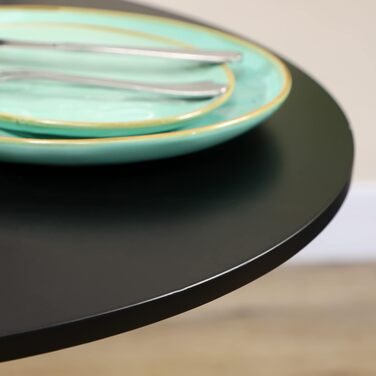 HOMCOM Dining Table, Round Kitchen Table, Modern Dining Table for 2 People, Bar Table Pedestal Table with Steel Leg, Non-Slip Foot Pad, Coffee Table for Living Room, Ø70 x 75 cm, Black 70L x 70W x 75H cm Black