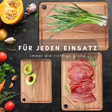 Personalized Premium 3-Piece Cutting Board Set - Kitchen Cutting Boards made of Acacia Wood with Stand and Phone Holder - High-Quality Wooden Board with Juice Groove for the Kitchen
