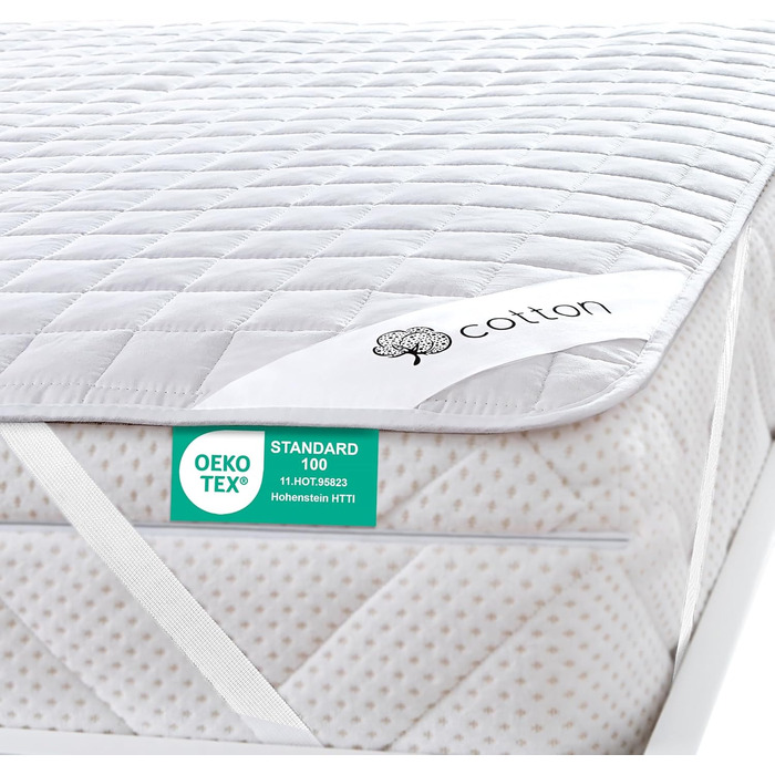 FAM Home Mattress Protector with 4 Elastic Corners, Topper, Natural and Breathable, Bedspread for Adults and Children, Mattress Pad, 180 x 200 cm