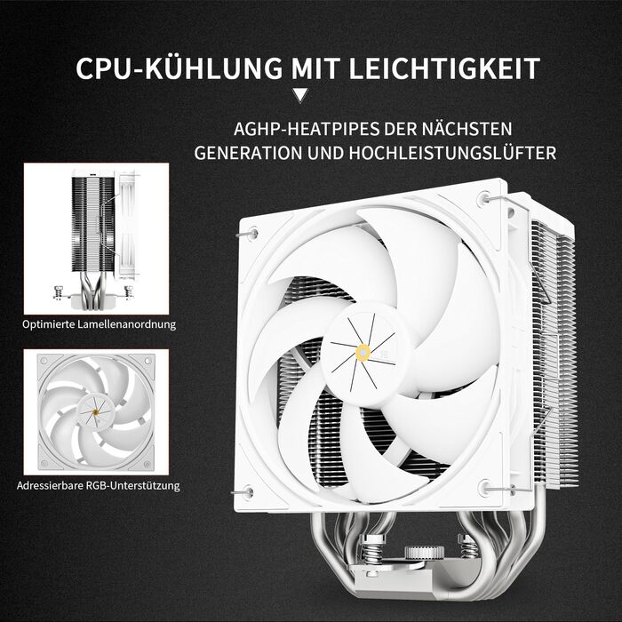 Thermalright Assassin X 120R Digital White - кулер для CPU з цифровим дисплеєм, 4 теплові трубки, PWM вентилятор, підтримка AM5 та Intel LGA1700/1851/1150/1151/1200