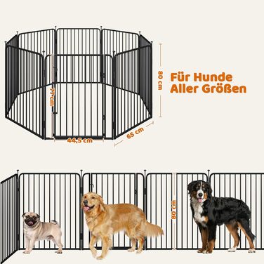 Вольєр для цуценят Yaheetech 8-секційний, 80 см, з замком, захист від подряпин, міцні металеві прути, для дому та саду
