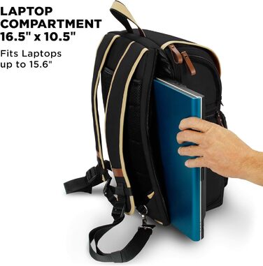 GOgroove Рюкзак для камери: DSLR рюкзак для подорожей, камера, аксесуари, ноутбук, штатив, вологостійкий, чорний