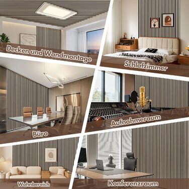 Акустичні панелі з дерева та фетру 120x60 см, білий дуб — звукопоглинаюча стіновая облицювання для покращення акустики приміщення, набір 2 шт