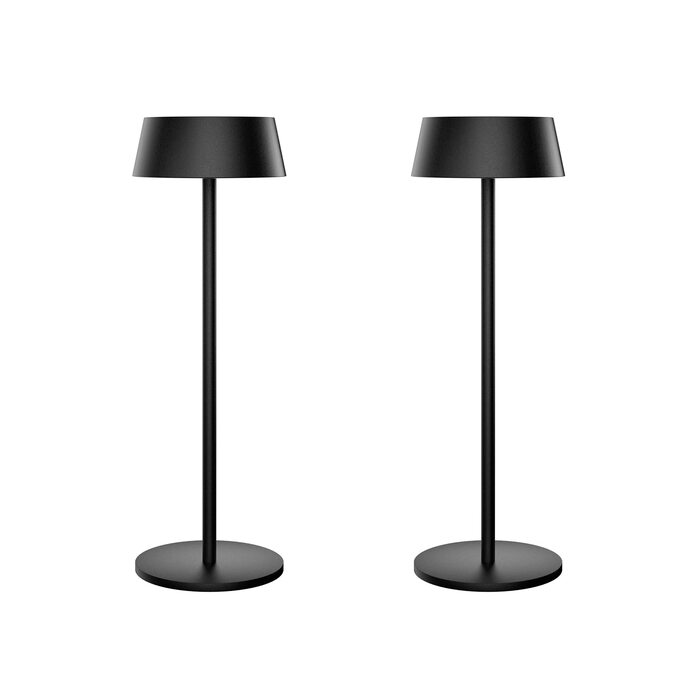 Акумуляторна LED настільна лампа K-Bright з димером, тепле світло 3000K, водонепроникна, для дому та вулиці, USB-C, чорна (2 шт)