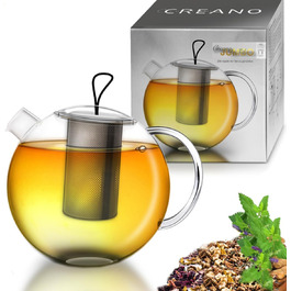 Creano XXL Чайник-Термос Jumbo, 2л, 3-частинний комплект з нержавіючою сталею та скляною кришкою, багатофункціональний дизайн