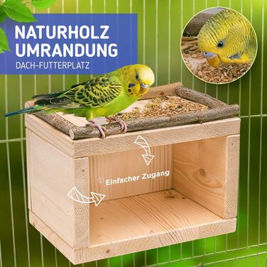 Vogelgaleria® Sweet Birdhouse, Wooden Sleep House for Bird Cages or Aviaries | Loved as a Sleeping Place and Shelter for Budgies, Cockatiels, and Lovebirds | Bird Cage Accessories Birdhouse