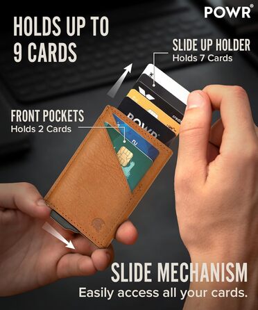 Чоловічий металевий картхолдер POWR Wallet з відділенням для монет. Мінімалістичний картхолдер для чоловіків (колір: коричневий)
