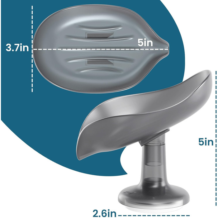 Набір мильниць з піддоном TAILI, 2 шт., сірий колір, витримують до 5 кг, без свердління, для ванної кімнати та кухні