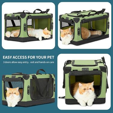 Транспортна переноска для собак та котів Petsfit, складана, для подорожей та авто, XS, зелена