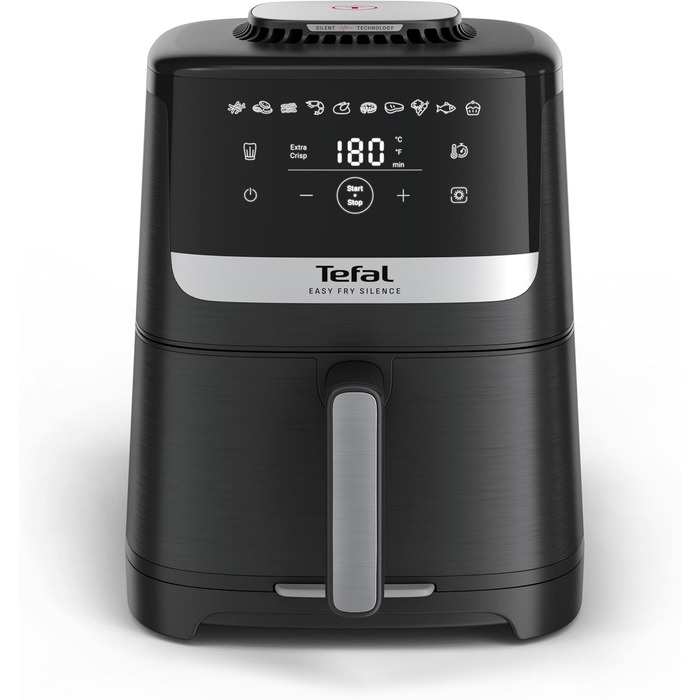 Фритюрниця Tefal Easy Fry Silence 7л, біла - аерофритюрниця з тихим режимом та 10 програмами приготування, EY8421E0