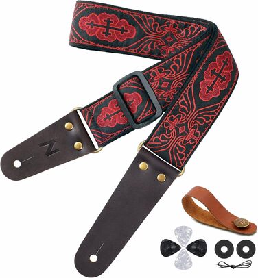Накладки на гітару Nefelibata: бавовняні ремені з шкіряними кінцями, для бас-гітари, електро- та акустичної гітари, 1 кнопка, 2 замки, 4 прикраси