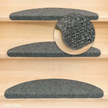 Ступінчасті килимки Kettelservice-Metzker Ramon MW напівкруглі, сірі, 65x21x3,5 см, набір 14 шт.