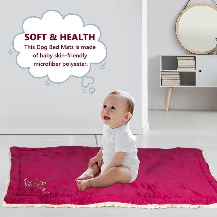 Килимок для собак Comfy, великі породи - миючий, плюшевий, стильний, 110x70 см, червоний