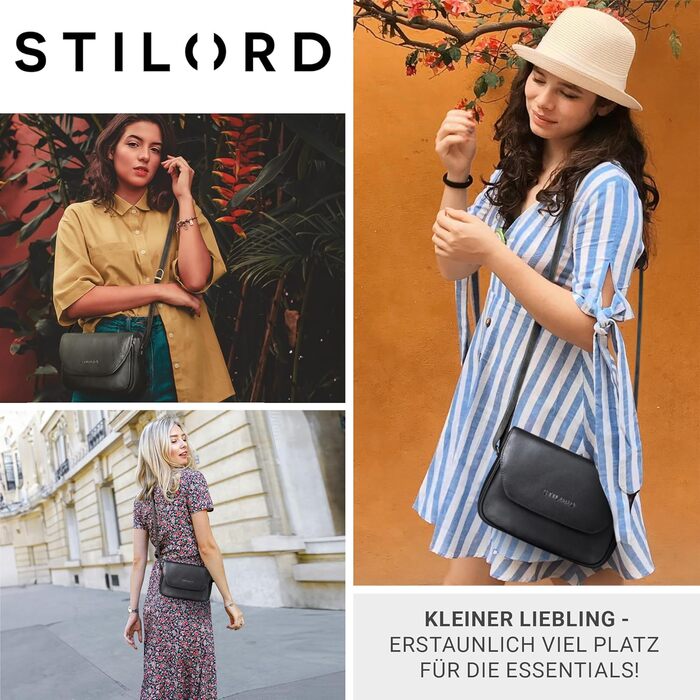 Стильна жіноча сумка-месенджер STILORD Esther з натуральної шкіри вінтаж, чорна – класична вечірня та повсякденна сумка