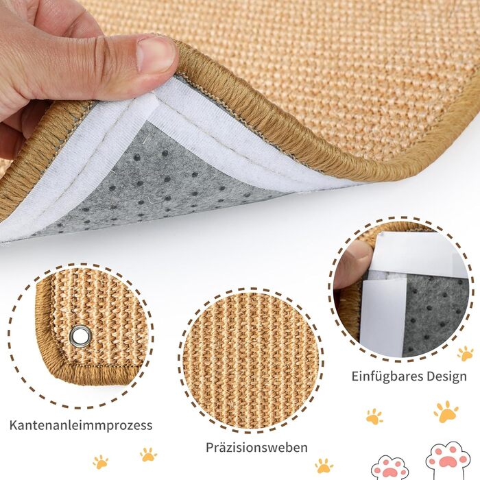 Килимок для котів JanYoo від подряпин, сизаль, 60x25 см (2 шт., коричневий)