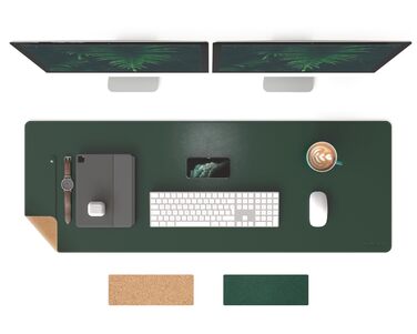 Килимок для миші RENMTURE двосторонній: корковий та PU-шкіра, 120x43 см, для офісу та дому, водостійкий, чорний