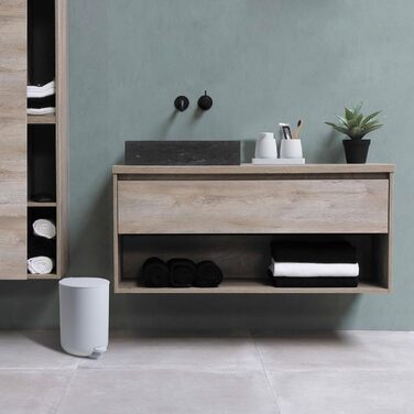 Набір для ванної кімнати AJEUNGAIN Grey, сучасний, 5 предметів: відро для сміття, тримач для туалетного йоржика, дозатор мила, стакан для зубної щітки та піднос