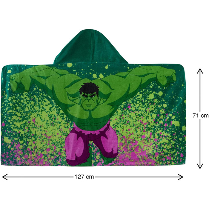 Marvel Incredible Hulk Hooded Towel 100% Cotton Kids Poncho Avengers Beach Towel Bath Towel Swim Cover-up