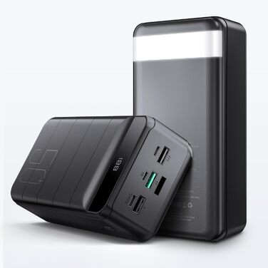 Power Bank PDBEST 50000 mAh з LED дисплеєм, PD 22.5W, QC 4.0, 4 виходи USB-C, ліхтарик, чорний