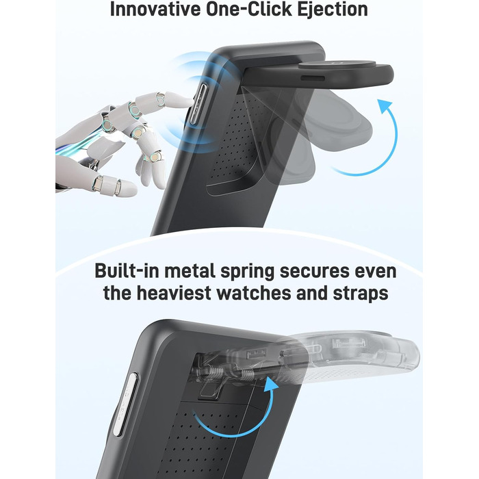 Магнітна зарядна станція 3-в-1 для Samsung Galaxy S25 Ultra/S24 з MagSafe, зарядка для годинників Galaxy Watch Ultra/8/7/6, бездротовий зарядний пристрій для подорожей (сріблястий)