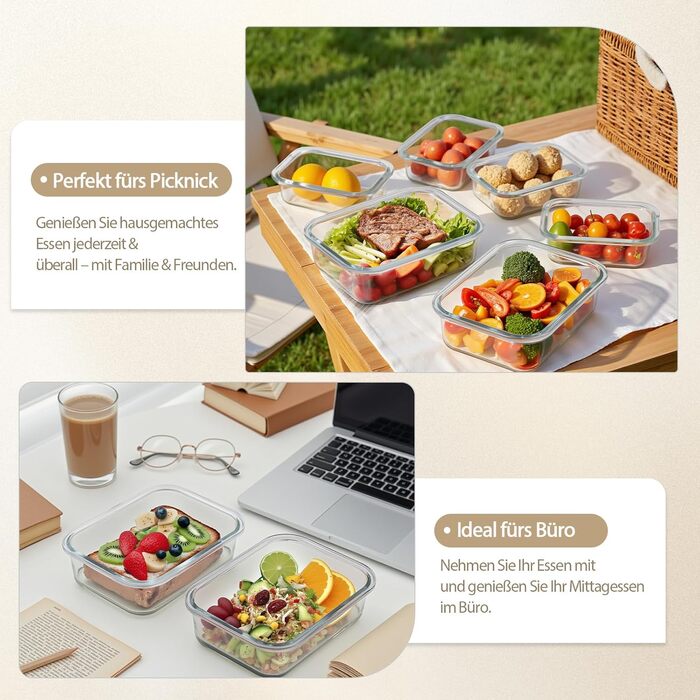 Набір контейнерів для зберігання продуктів FE1537-cremig (20 шт.): з кришкою, для холодильника, морозильника, мийки, витокостійкий, сучасний