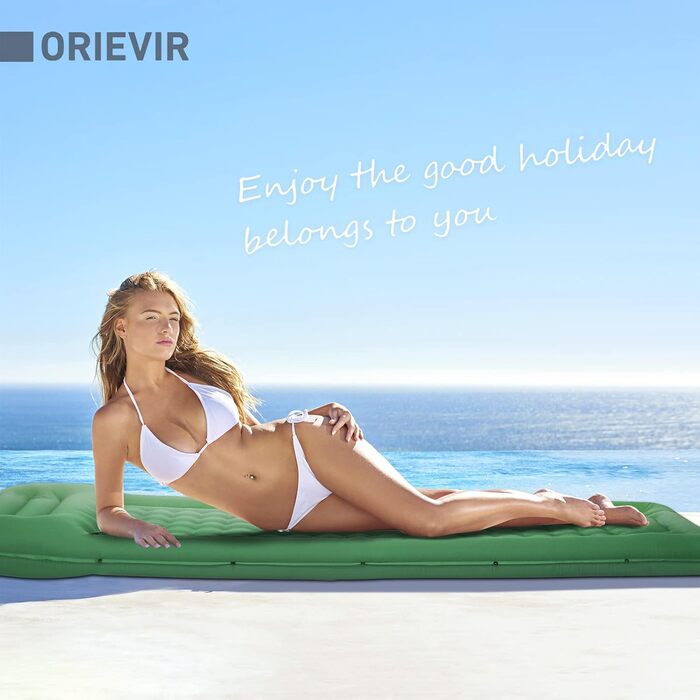 Isomatte ORIEVIR для кемпінгу та подорожей: товста 12 см, з подушкою та насосом, ультралегка, зелена