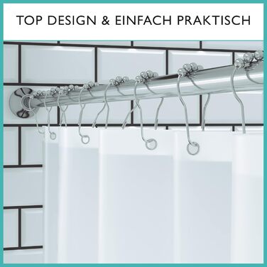 Штанга для душу без свердління з 12 кільцями - телескопічна штанга 120-215 см з нержавіючої сталі, комплект для душу та ванни, срібна