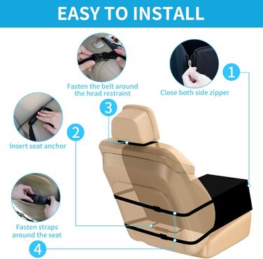 Автокрісло для собак Tamowa, чорне, для собак малого та середнього розміру, з ременями безпеки, водовідштовхувальне