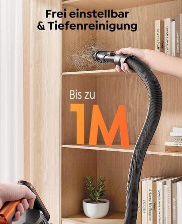 Бездротовий пилосос Fieety з акумулятором, 600W, 50kPa, 65 хв роботи, док-станція на стіні, ароматерапія, автоматичний режим, сенсорний дисплей, висувний шланг 1 м для твердих поверхонь, килимів, шерсті тварин та авто