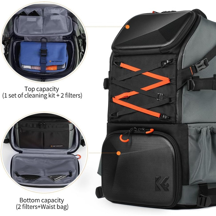 Рюкзак для фотокамери K&F Concept 32L з відділенням для ноутбука та водонепроникною накидкою