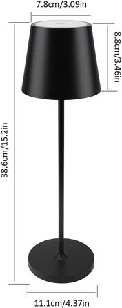 LED настільна лампа K-Bright з регулюванням яскравості, акумуляторна, для дому та вулиці, IP54, чорна