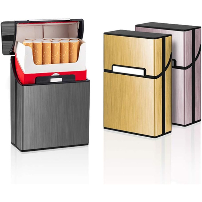 Алюмінієве етои для сигарет, 3 шт. (сірий, рожевий, золотий)