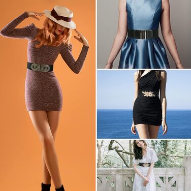 Жіночий еластичний пояс, 4 шт. Чорний вінтажний стрейч-пояс, широка ретро мода для жінок