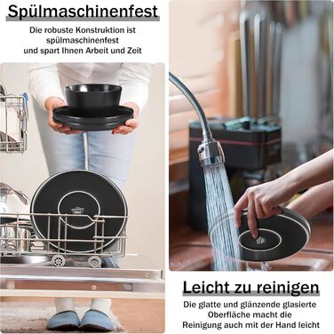 Набір посуду Homikit на 6 осіб: тарілки, миски, десертні тарілки, реактивна глазур, чорний колір, 18 шт.