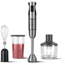 KLAMER Stabmixer 800W: 4-в-1 Пюрізатор з нержавіючої сталі з регулюванням швидкості та турбо-функцією (Classic Set)