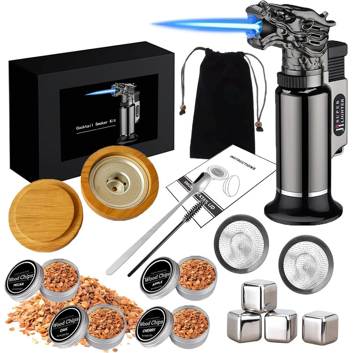 RoseFlower Cocktail Smoker Set, Nostalgie Smoker Set for Whiskey, Drinks, Bourbon, Steak, Fish and Cheese – Infused Smoke for Drinks and Food – Home/Garden/Grill - Father's Day Gift #2