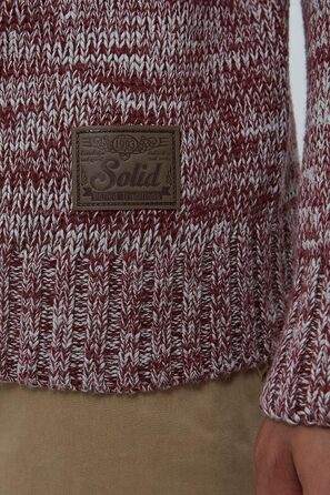 Чоловічий кардиган SDPomeroy з грубого в'язання, з високим коміром, на блискавці, 100% бавовна, Regular fit (3XL, Бордово-червоний)