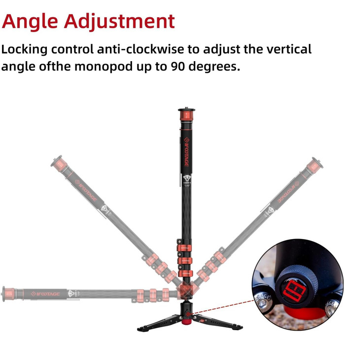 Штатив монопод IFOOTAGE Cobra 3 C180F з вуглецевого волокна - 3-в-1 для фото та відео