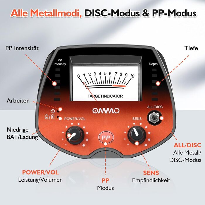 Металодетектор OMMO Pro для дорослих та дітей, USB, водонепроникний, 3 режими, преміум-якість