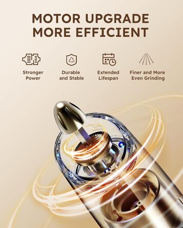 Електричний набір для солі та перцю Sangcon Gravity, 255г, USB-зарядка, LED-підсвітка, регулювання помелу, автоматичний млин (чорний)