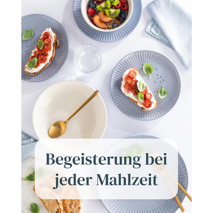 Набір посуду Steingut Hygge 24 шт. для 6 осіб: серія Pure Living, сіро-блакитний колір