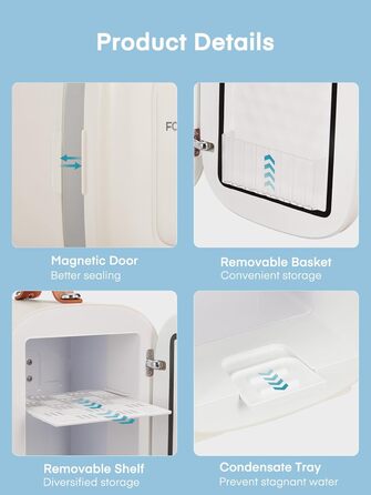 Mini холодильник FOHERE 5 літрів: для напоїв та догляду за шкірою, USB живлення, 220V/12V, білий