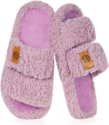 Домашні тапочки Dokela для жінок з меморі-піною, м'які, з штучним хутром, відкриті, легкі, з антиковзаючою підошвою, для дому, теплі, зручні, сліпони, 37/38 EU, фіолетові
