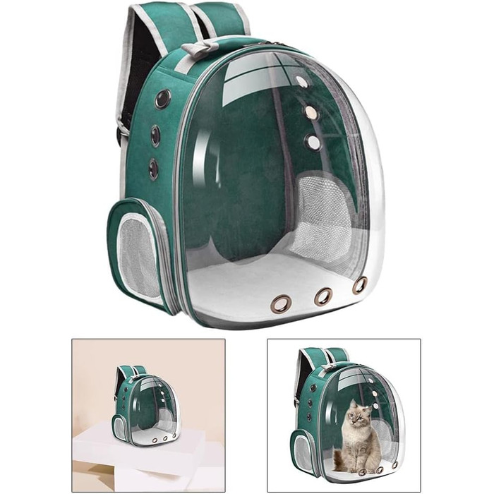 Рюкзак-переноска для кота MagiDeal Premium, велика прозора сумка для тварин, портативна, з вентиляцією, водонепроникна (зелений)