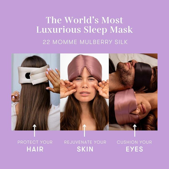DROWSY Шовкова маска для сну Silk Schlafmaske. Шовкова маска для сну з м'якою підкладкою, що забезпечує комфортний сон у повній темряві. (Колір: Lavender Haze)