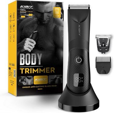 Електричний чоловічий триммер для тіла Kibiy з LED-дисплеєм, IPX7, олія для лез