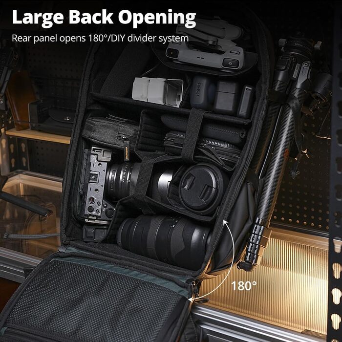 Чорний фоторюкзак AMBITFUL 25L+3L для DSLR/SLR/Mirrorless камер з відділенням для ноутбука та трипода (водонепроникний, ергономічний)
