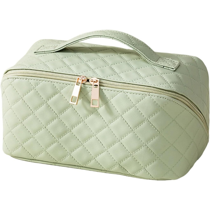 Водонепроникна степкова косметичка велика, зелена, для подорожей, ванної кімнати та повсякденного використання, з подвійною блискавкою