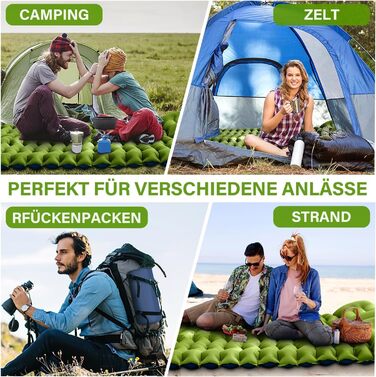 Надувний килимок для кемпінгу Isomatte з самонадуваванням, насосом та подушкою, компактний та легкий, для відпочинку на природі (подвійний)